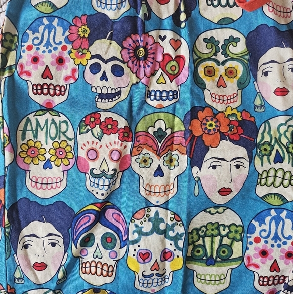 EUC The Cats Pajamas Sugar Skull Frida PJ Pants Women Small Cotton - Picture 5 of 11